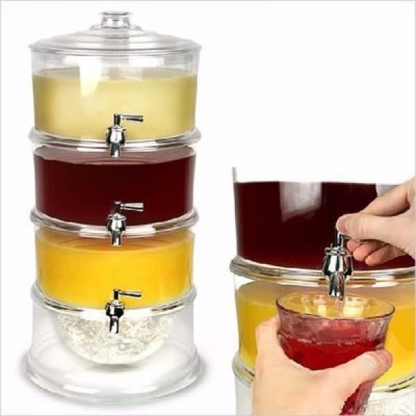 Acrylic 3Tier Drink Dispenser with Ice Chamber Column