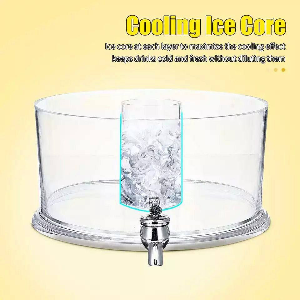 Acrylic 3Tier Drink Dispenser with Ice Chamber Column