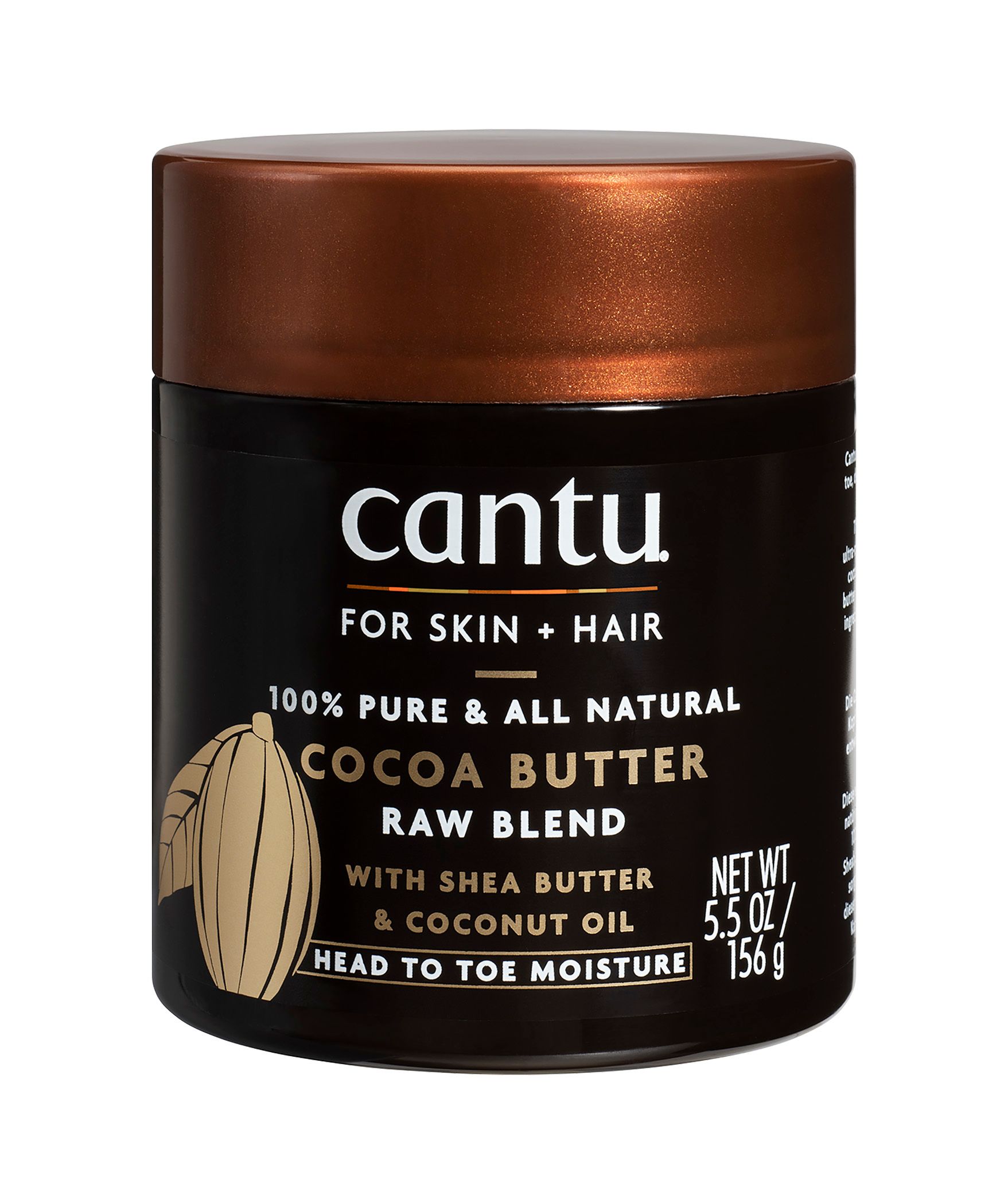 Cantu 100 Pure Cocoa Butter Raw Blend Skin + Hair Moisturizer 156 gm