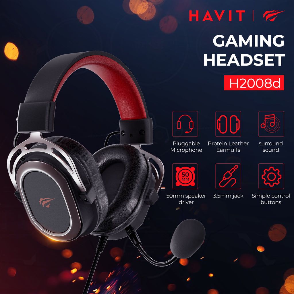HAVIT H2008D Surround Sound Gaming Headset 3.5mm Black AHW Store